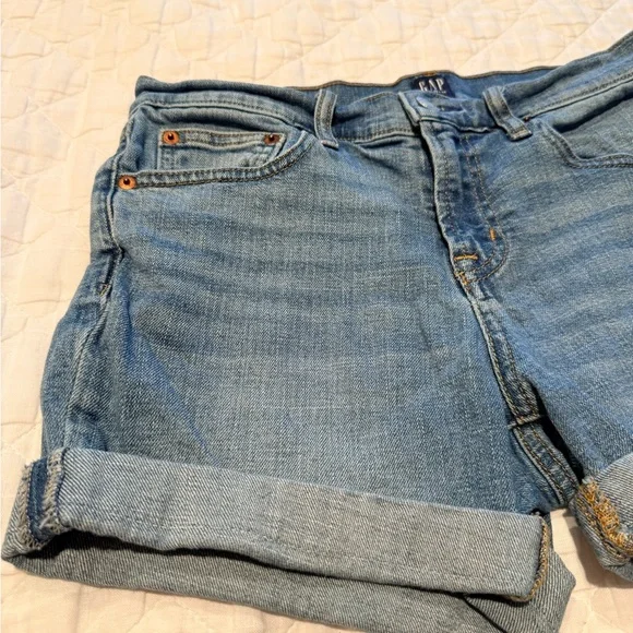 GAP Denim Cuffed Jean Shorts Size 28 Blue Stretch Mid Rise Casual Summe - Picture 4 of 11